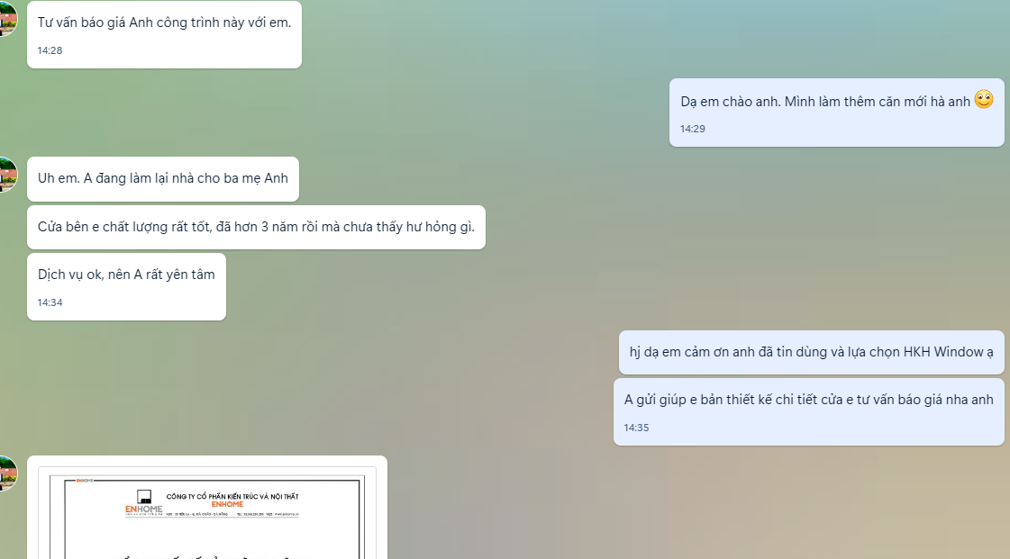 feedback cửa nhôm kính - hkh window